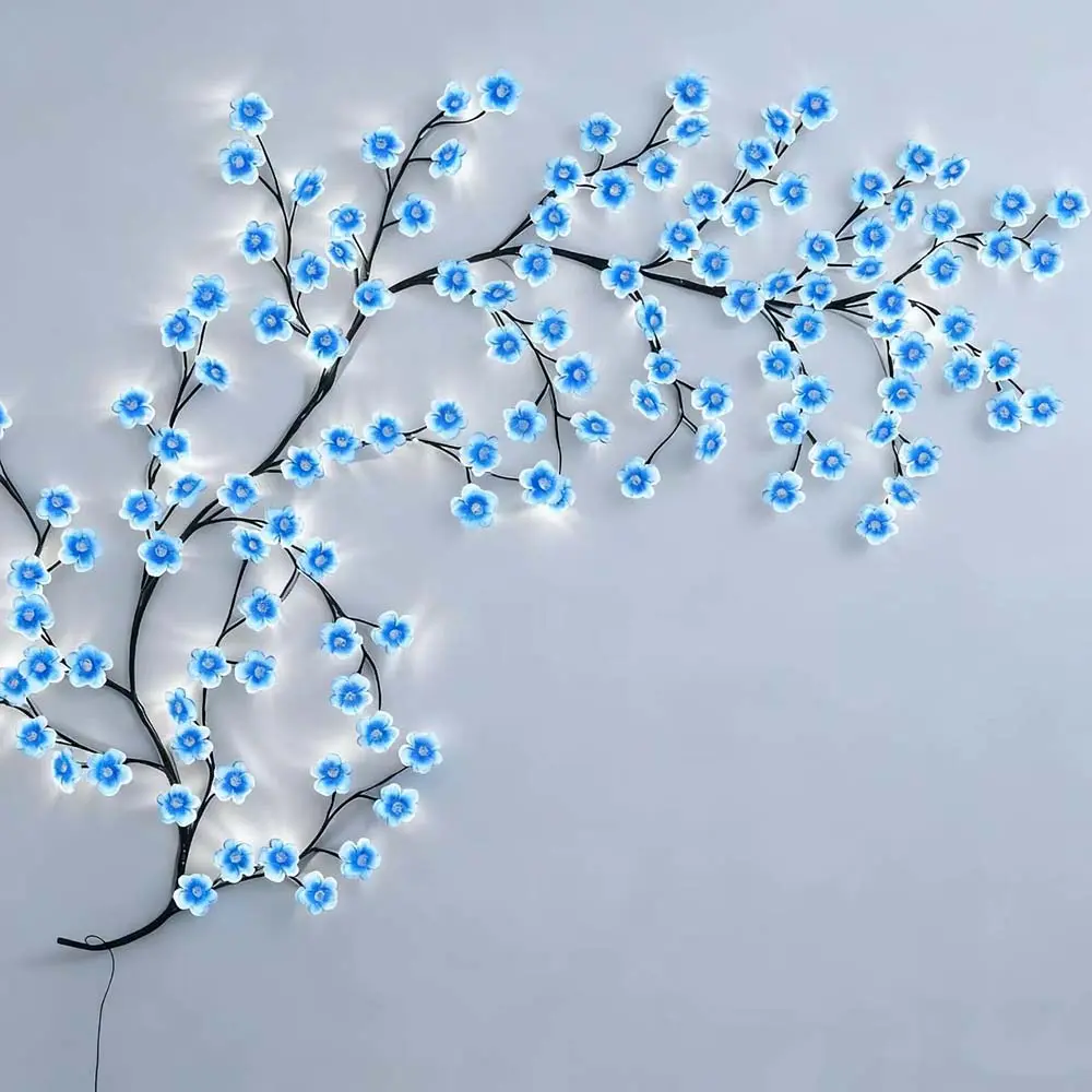 1.8m  96LED Blue Cherry Enchanted Willow Vine Lights Cherry Blossom Light with Remote Timer 8 Lighting Modes LED Tree Branch Lights for Wall Cherry Blossom Wall Decor for Bedroom Living Room