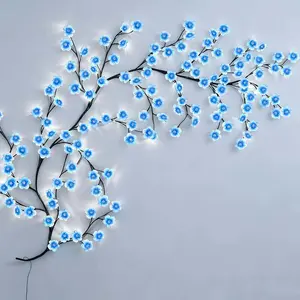1.8m  96LED Blue Cherry Enchanted Willow Vine Lights Cherry Blossom Light with Remote Timer 8 Lighting Modes LED Tree Branch Lights for Wall Cherry Blossom Wall Decor for Bedroom Living Room