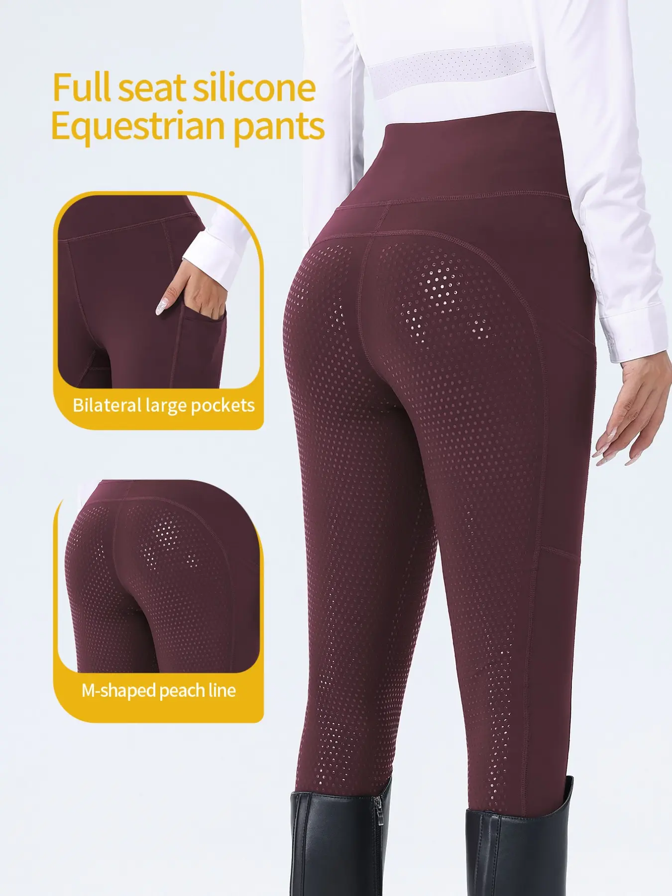 Spring Summer Women's Equestrian Pants with Side Pockets, Full Seat Anti-Slip Durable Riding Trousers, Professional Horse Racing Training Gear, Athletic Bottoms, Fitted Bottom, Sportswear For Summer