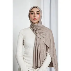 Patterned Jersey Hijab - Wood Brown