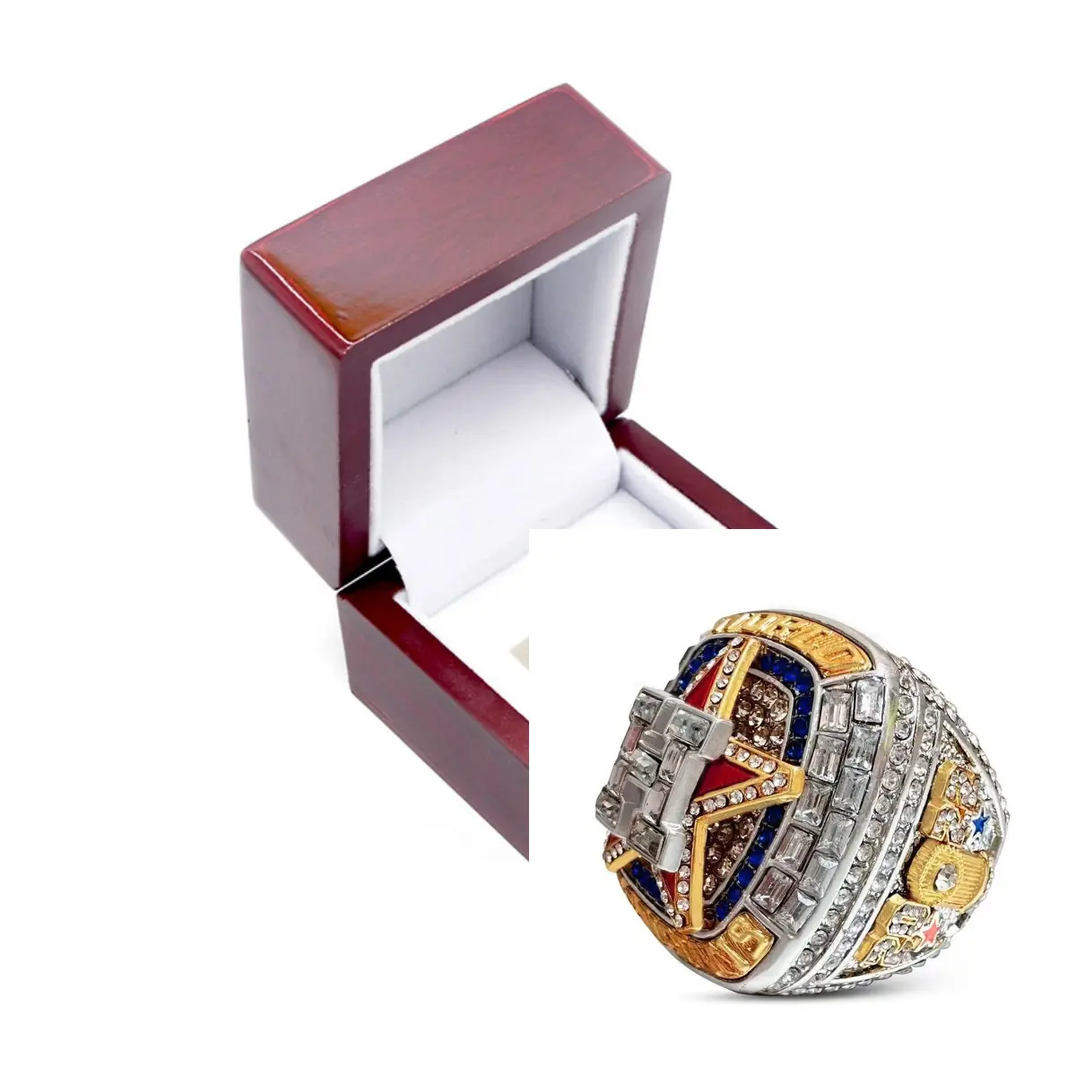 3D Style Luxury Iced Out Crystal Finger Rings Valentine'S Day Jewelry 2022 Baseball Championship Ring With Box Set For Men