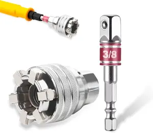 2PCS Socket Wrench Set,Multi-Function Universal Tool - Universal Maintenance Tool, 10-19mm Universal Adjustable Socket Wrench,Impact Grade 3/8" Socket Adapter