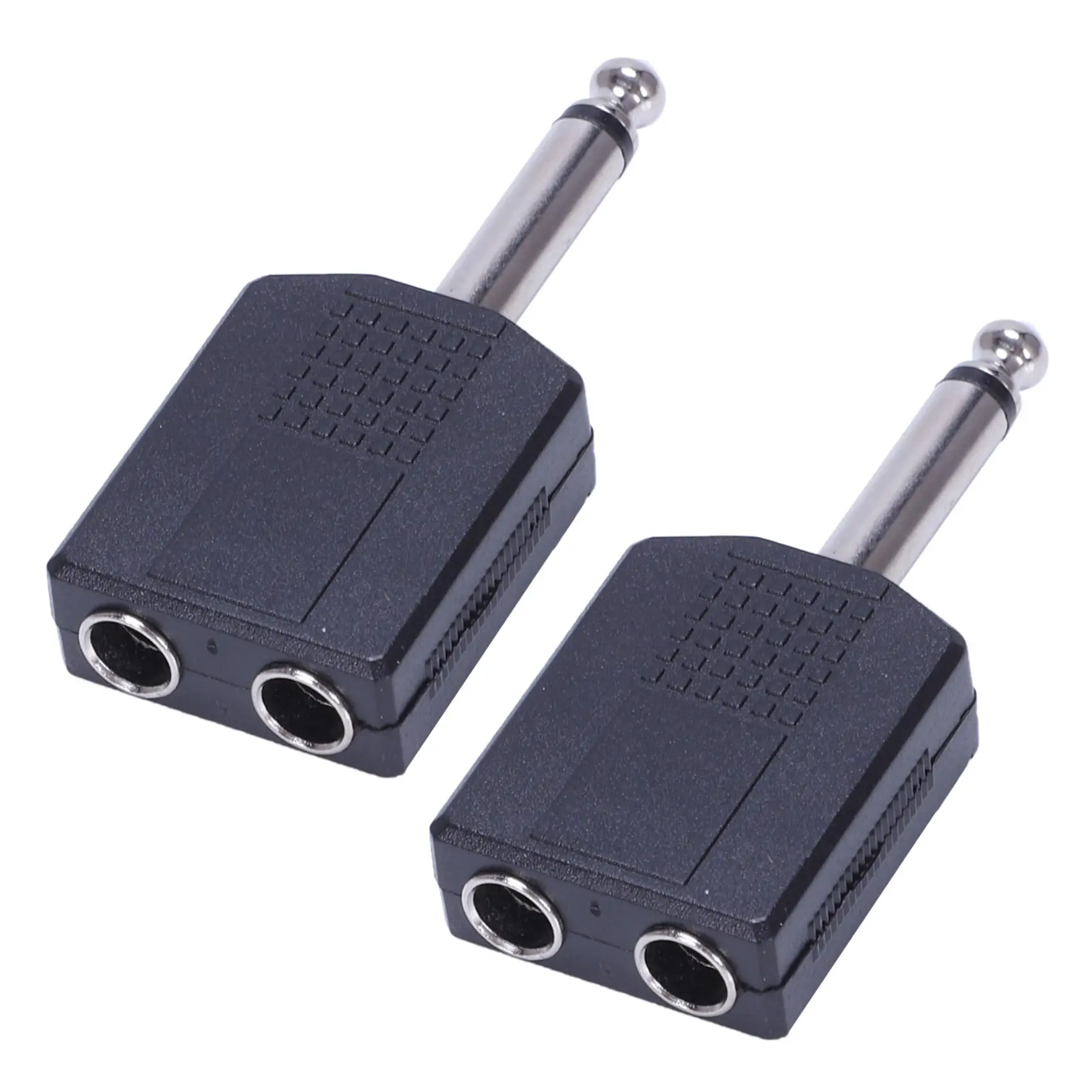 2-Pack Plastic 6.35mm Male-to-Female PA Audio Adapter, Dual Female Jack Cord for Miniphones & Home Appliance Speaker Setups, Device Compatible Accessory