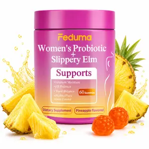 Feduma Women’s Probiotic Gummies | pH Balance & Odor Control Support | Slippery Elm, Pineapple Flavor, 60 Count