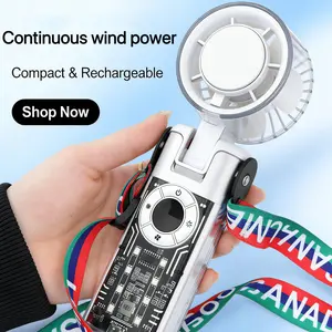 Portable Cooling  Fan,199 Speed Levels, RGB 4-Color Lighting, 3H Battery Life, Transparent Design