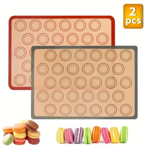2pcs, Silicone Baking Mat, Non-Stick Reusable Baking Mats, Perfect for Cookie, Macarons, Bread, Pastry Reusable Heat Resistant Baking Mats, Baking Tools, Kitchen Must-Have for Perfect Bakes