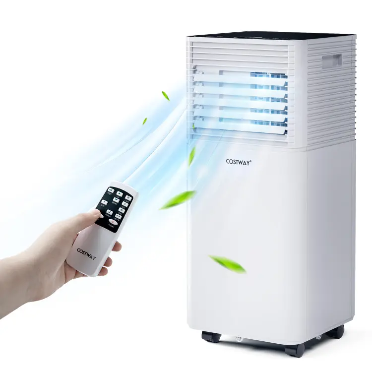COSTWAY 8000BTU-10000BTU Portable Air Conditioner, Portable AC Unit for Room Cools up to 250 Sq.ft-350 Sq.ft,  3 in 1 Air Conditioner Portable with Cooling& Dehumidifier&Fan , Remote Control, 24Hrs Timer, 2 Fan Speed-COSTST