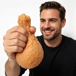 [Giant Fry] 8" Jumbo Fried Chicken Squishy Toy Squeeze Stress Relief Fast Rising Funny Food Squishy