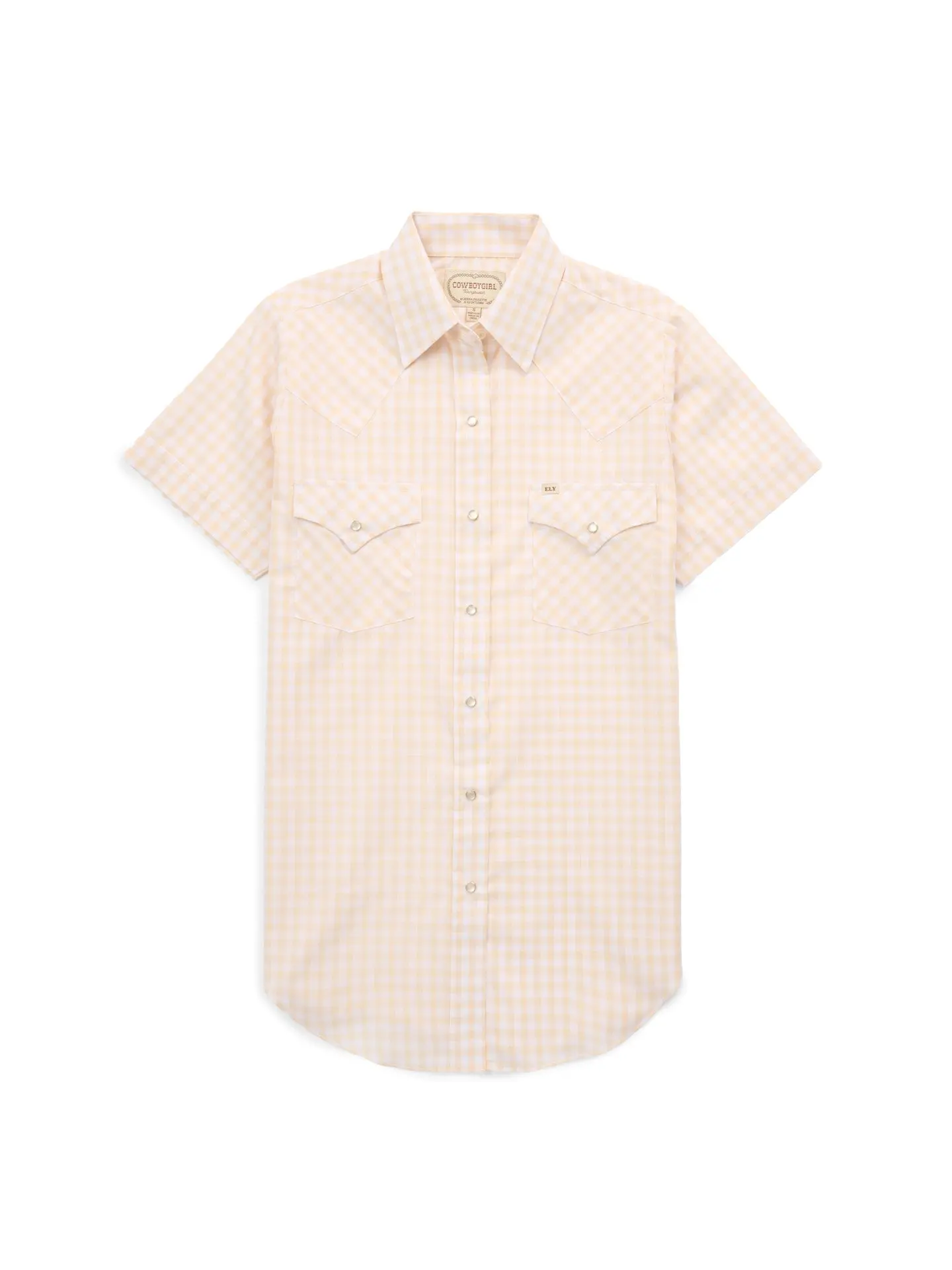 Women's Cowboygirl Buttermilk Gingham Short Sleeve Granddaddy Snap Shirt
