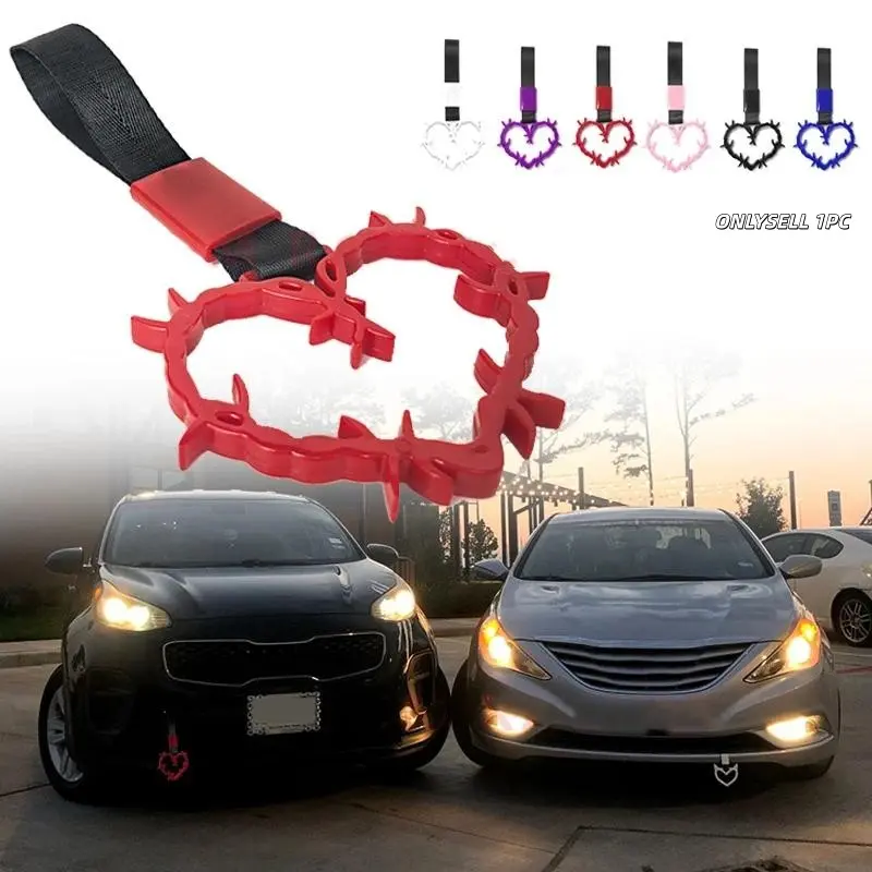 JDM Racing New Handle Hand Strap Heart Ring Styling Drift Charm Strap Drift Auto Accessories Car Strap Front and Rear Bumper Dec Car Ornament Car Decoration Automotive Decorative Accessories Vehicle Decoration