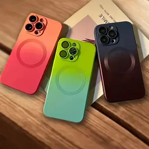 Magnetic Wireless Charge Gradient Color Soft TPU Phone Case, with Lens Protector, Shockproof phone case for iPhone 17 16 15 14 13 12 11 Pro Max Plus, Matte Back Cover The Perfect Combination Of Colors Showcases A Unique Personality, Cellphone