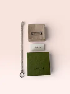 Pre-owned Gucci Sterling Silver 12 Unisex Necklace 17.5" w Box