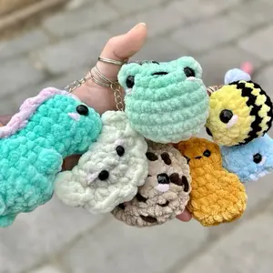Cute Crochet Keychain, mini dino, frog, bee, dumpling, cookie, chicken nugget, whale emotional support