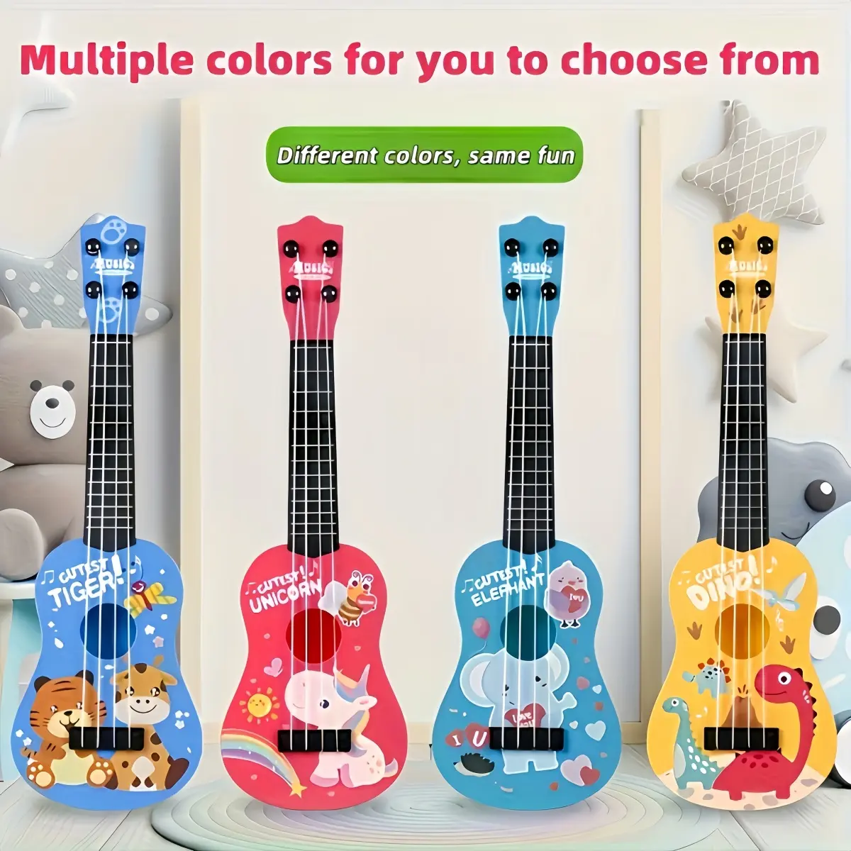 Mini Playable Ukulele Toy Guitar, Kids Educational Learning Musical Instrument, Perfect Birthday Christmas Halloween Gift for Boys & Girls
