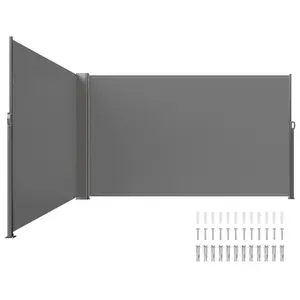 summervibes Retractable Side Awning Sunshade Canopy - Adjustable Canopy, 71''x236'' Aluminum Outdoor Privacy Screen, 280g Polyester Waterproof Wind Screen, UV 30+ Room Divider for Patio, Backyard