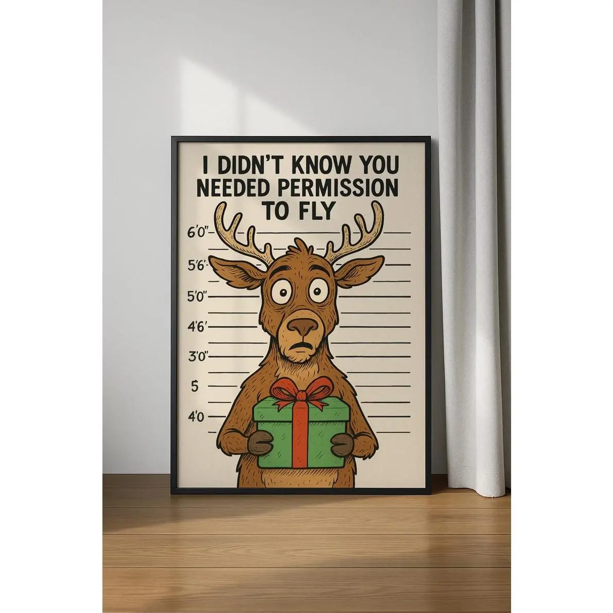Funny Reindeer Mugshot Poster, Funny Christmas Poster, Funny Reindeer Print, Christmas Gift, Xmas Poster, Muhshot Print, Christmas Print Christmas poster  [NO FRAMED]