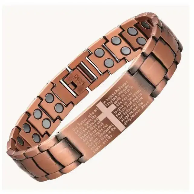 Copper Magnetic Bracelet for Men,Ultra Strength Cross Bracelet With Ring Include Adjustable Link, Jewelry Gift Wearable Fitness Tracker Electronic Gadgets