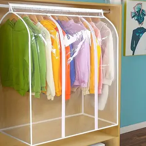 1PC S/M/L Clothes Dust Cover, Hanging Coat Bag, Coat Cover Dust Proof Storage Bag, Clear Hanging Garment Bag, For Closet Organizer, Bottom Closed Garment Rack Cover, Wardrobe Cover, Household Dust Cover