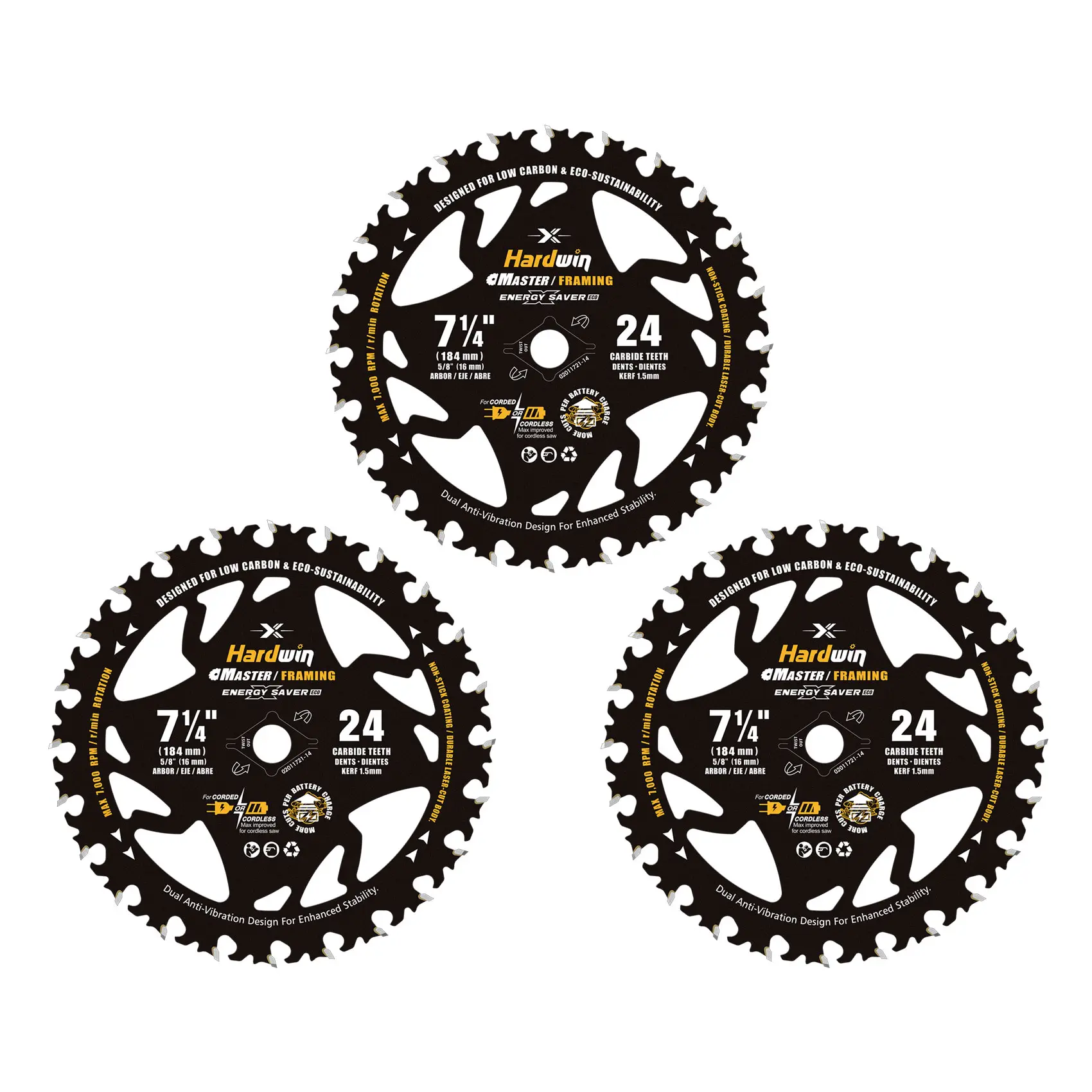 HARDWIN 7-1/4'' Ultra-Thin Wood Cutting Circular Saw Blade for Cordless Lithium-Ion Saws – Nail-Resistant, Energy-Efficient Design with Smooth, Clean Cuts