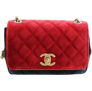 Pre-owned CHANEL Velvet Shoulder Bags Private Affair Camellia Flap Bag Quilted Small Shoulder Bag