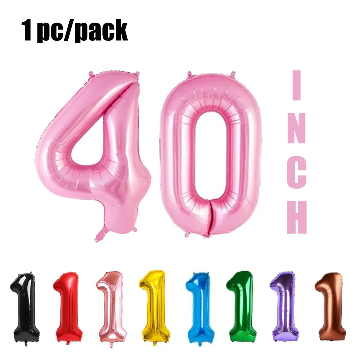 1pc Large Size 40 Inch Number Balloon for Birthday, Anniversary, DIY Party Decoration Foil Balloons Shiny Finish Party Balloons Decorations