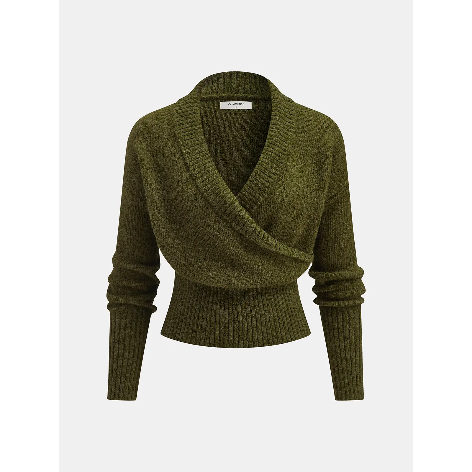Wool Blend Wrap V-Neck Sweater