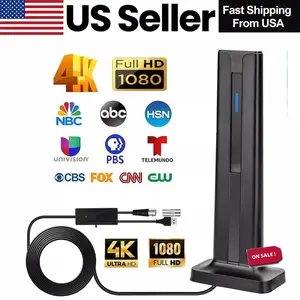 TV Antenna Digital HD Antena Indoor HDTV 1080P 4K Long Range 25dBi Gain 50w Power 5m Cable Black Home Use