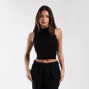 0890 - Women's Mock Neck Cropped Muscle Tank
