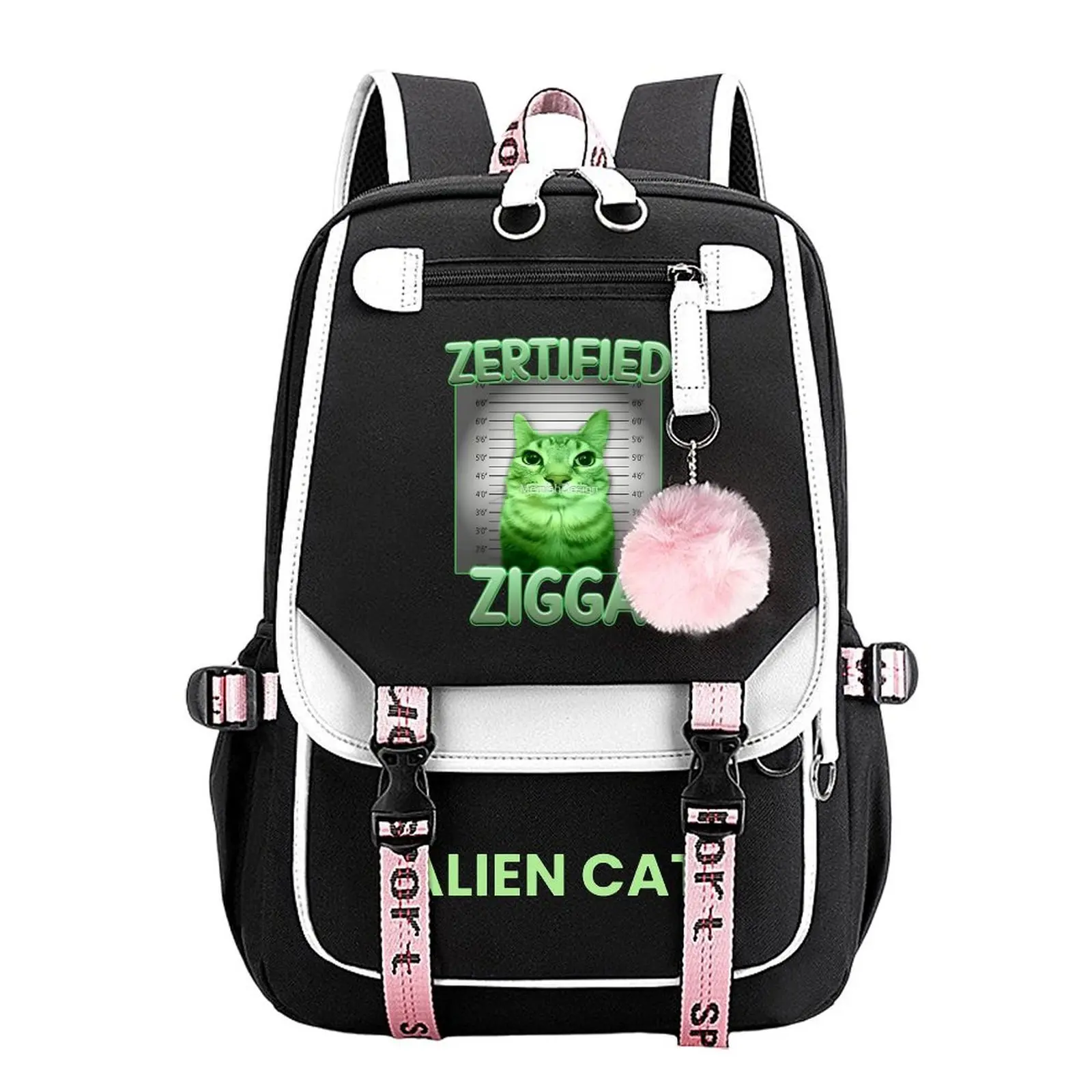 Unisex Alien Design Cotton-Linen Backpack - 11.4in×18.1in Water-Resistant Durable Multi-Pocket School Bag with Built-in Organizer, Hand Wash Only, for Teen Boys, Daily Use, Birthdays Gift