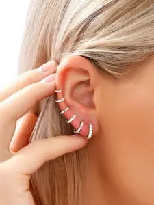 6-piece Stackable Cubic Zirconia Decorative Earrings Set, Earring Stack, Elegant Sparkling Zirconia Jewelry for All Occasions, Fashion Accessories for Women, Perfect Gift Choice