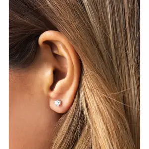 Natural Round Diamond Solitaire Stud Earrings with Screw Back