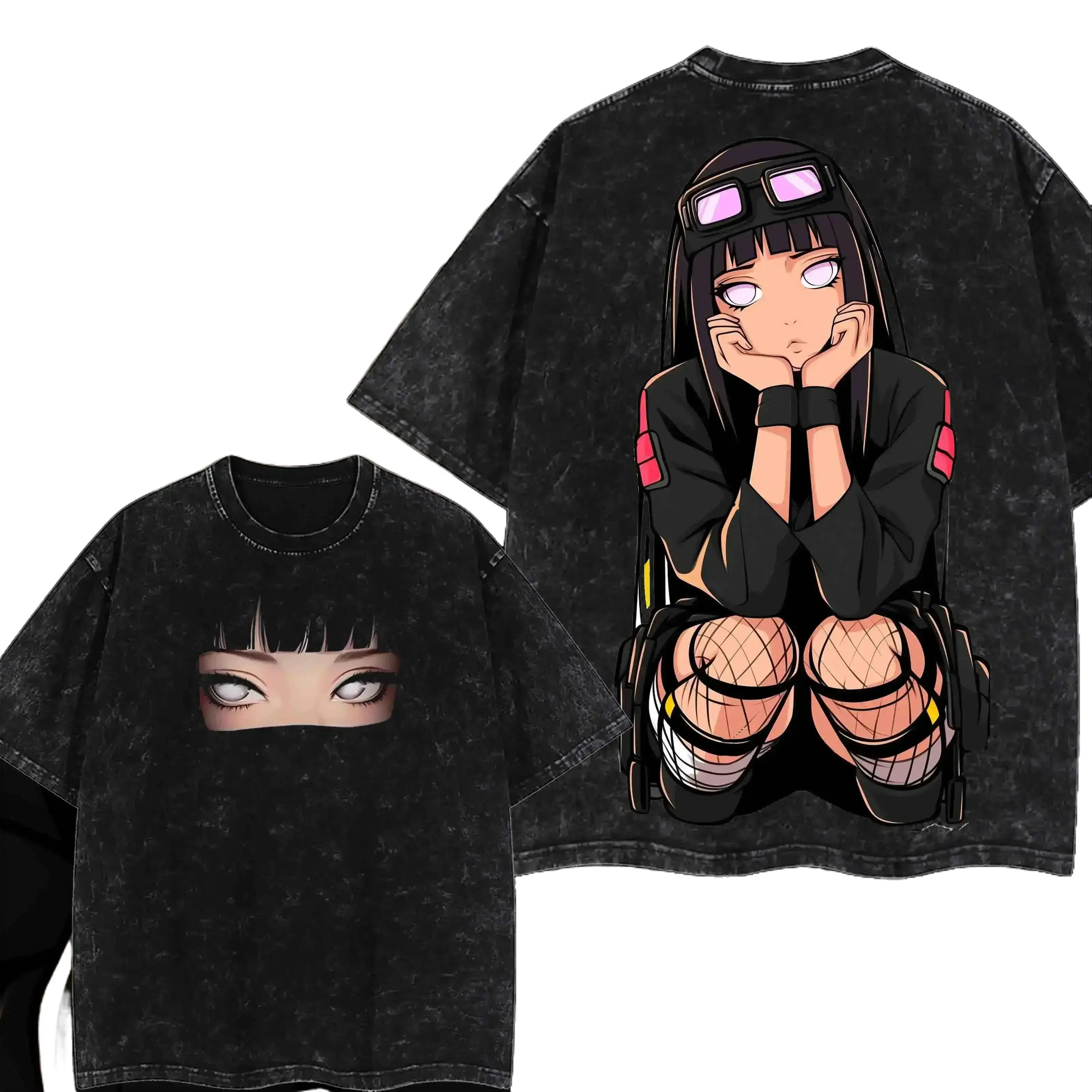 Hinata NARUTO Vintage Unisex Oversize Anime Manga Washed Cotton T-shirt, Graphic Tee, Anime Lover, Anime Merch Fan, Outfits Men, Boys Merch Graphic Tee Grunge Graphic Album T-Shirt Subtle Anime Clothing Menswear Top Breathable Casual Classic Skeleton