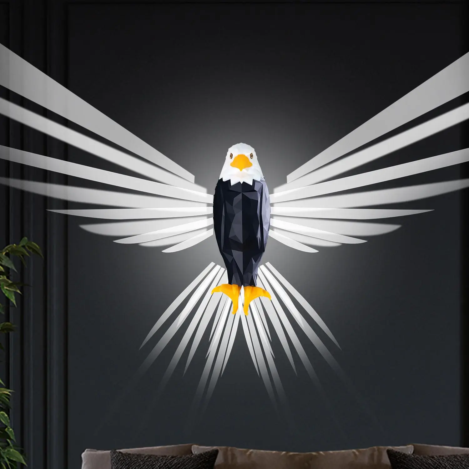 Magnetic Eagle Night Light Wall Mounted, Remote Control Rechargeable LED Lamp, Creative Animal Wall Light for Bedroom Living Room Hallway Home Decor