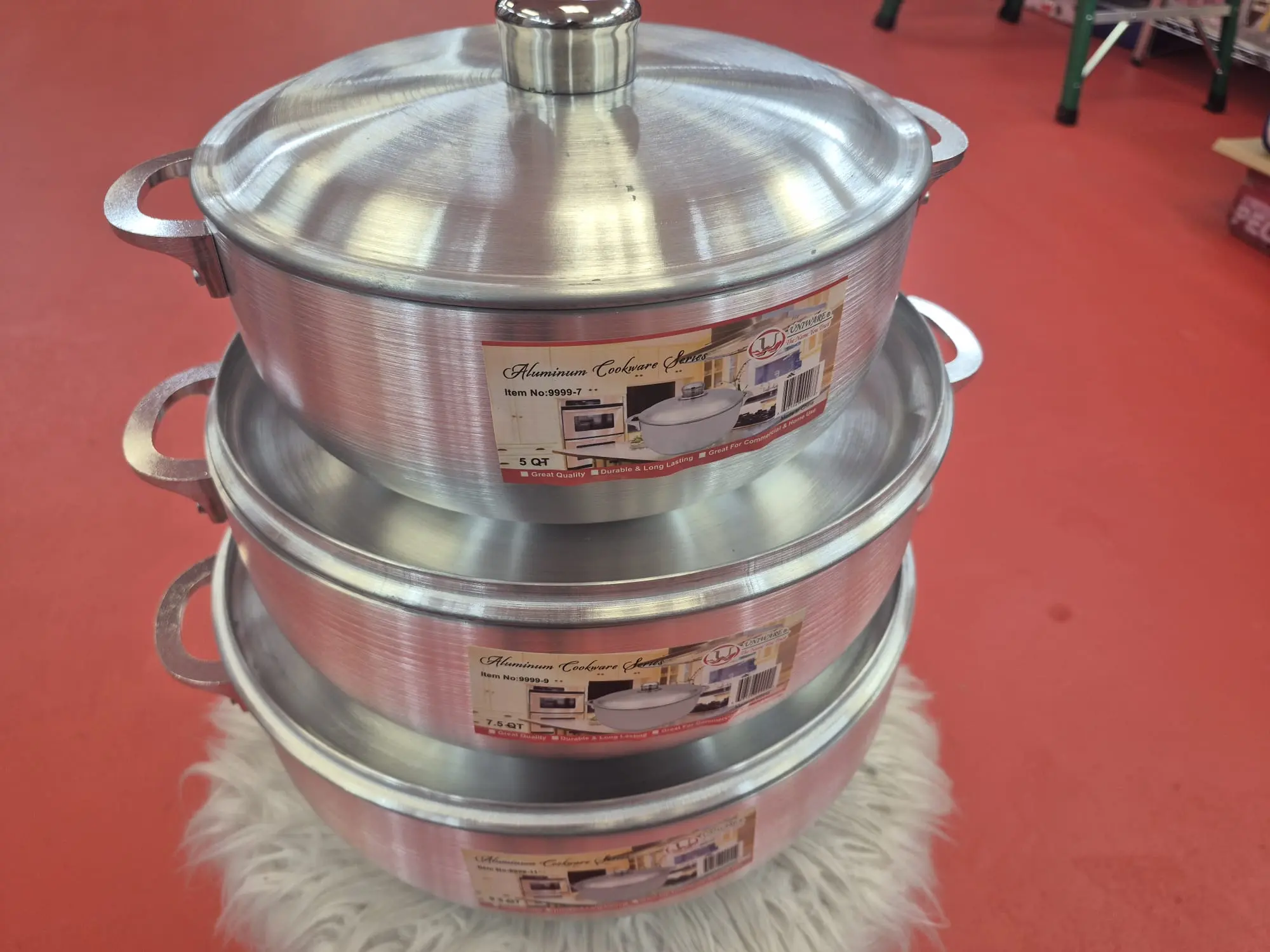 3-Piece Heavy Duty Aluminum Caldero Cookware Set - 5QT, 7.5QT, 9.5QT Traditional Dutch Oven Pots with Lids for Commercial & Home Kitchen