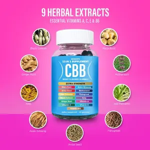 CBB Gummies Women's Support Supplement Berry Flavored with 9 Herbal Extracts Vegan Gluten Free Soy Free 1 Month Supply 60 Gummies for Health & Fitness