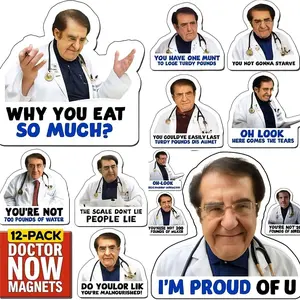 Dr. Now 12-Pack Magnets - 3" x 3" Strong Magnetic Refrigerator & Car Accessories Featuring Funny and Motivational Dr. Now Designs Decor Kitchen Health Doctor