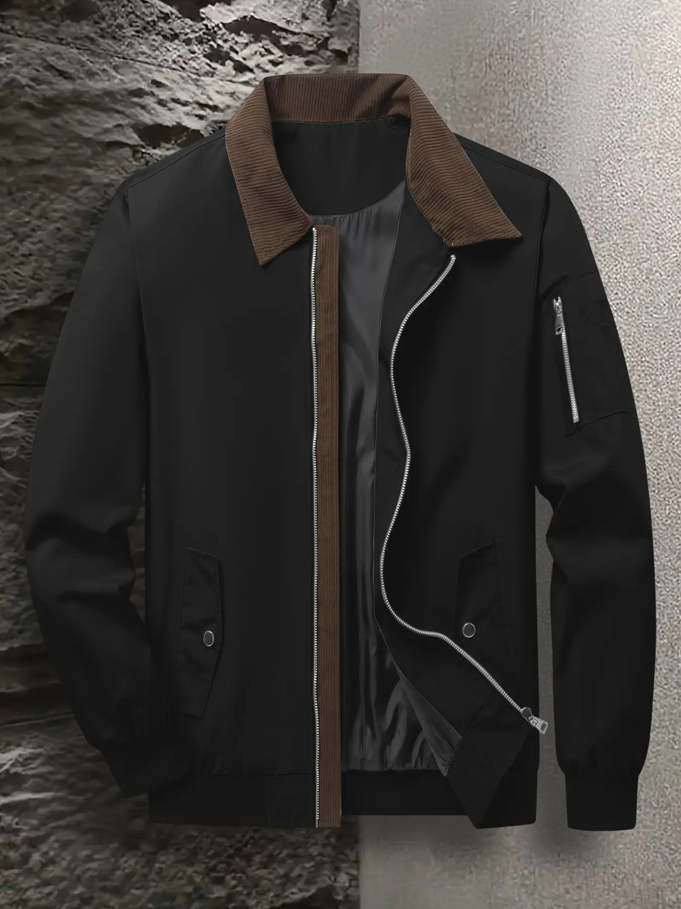 Men's Lightweight Fabric Portable Easy Storage Commute Travel Jacket, Spring & Fall Casual Fitted Minimalist Outerwear