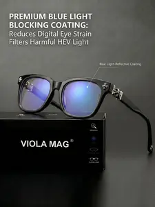 Vintage Square Anti-Blue Light Glasses, Cross Design, Computer Phone Eye Protection, Non-Prescription Eyewear, Casual Style, All Seasons, Light Blocking Glasses