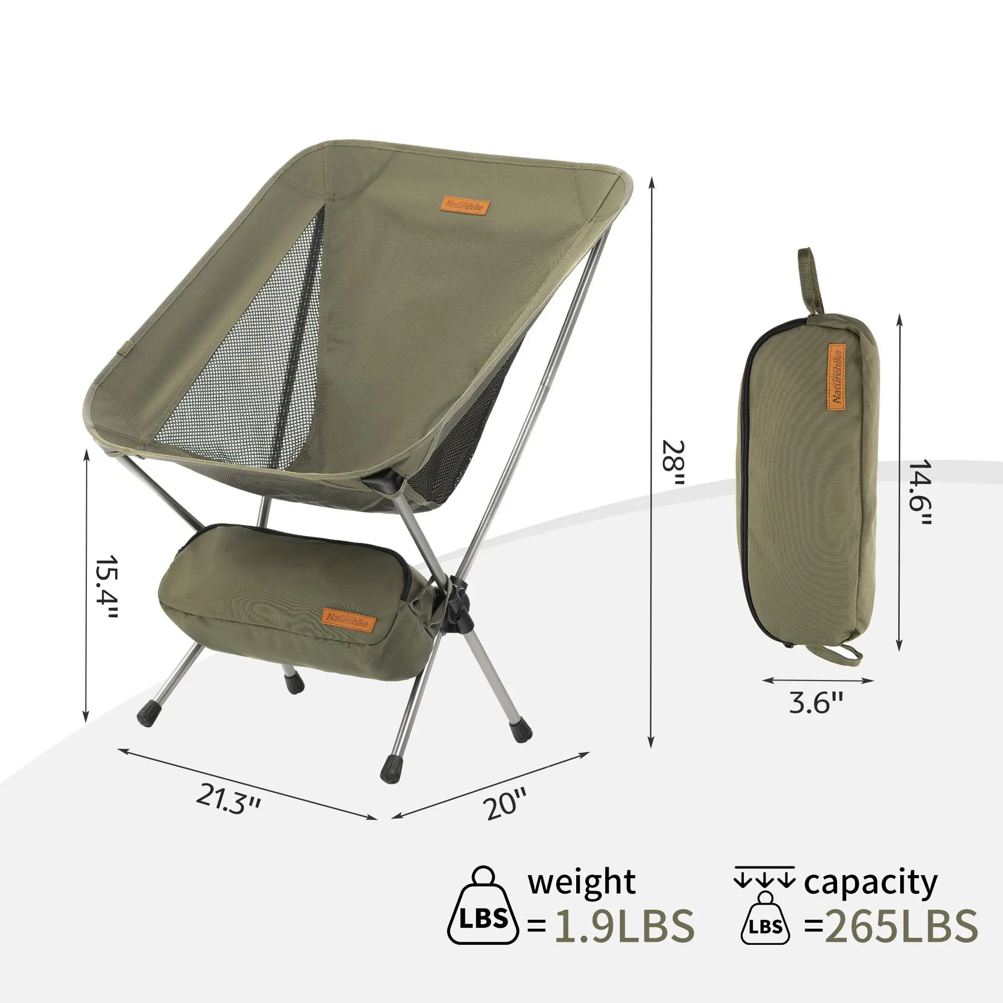 Naturehike Ultralight Camping Chair YL08/09 for Outdoor Hiking & Travel – 2.12 lbs Lightweight,Portable & Foldable with Anti-Sinking Feet camp camping accessories