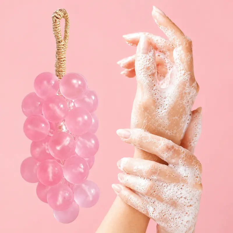 Artisanal Grape Soap on a Rope - Handmade Charm Natural Gentle Moisturizing Cleanser, Soft Skin Care, Fresh Scent, Decorative Design, DIY Rope Display, Christmas Gift for Home Bath Daily Body Care