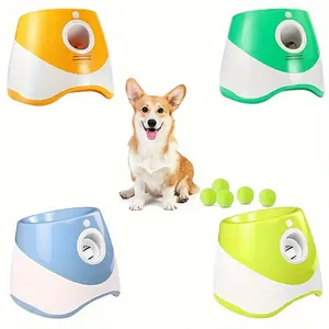 1pc Pet Automatic Ball Launcher Dog Ball Thrower Multi-color Choice USB Charging Convenient and Fast Multi-distance Setting Pet Interactive Outdoor Toy Comes with 3 Tennis Balls