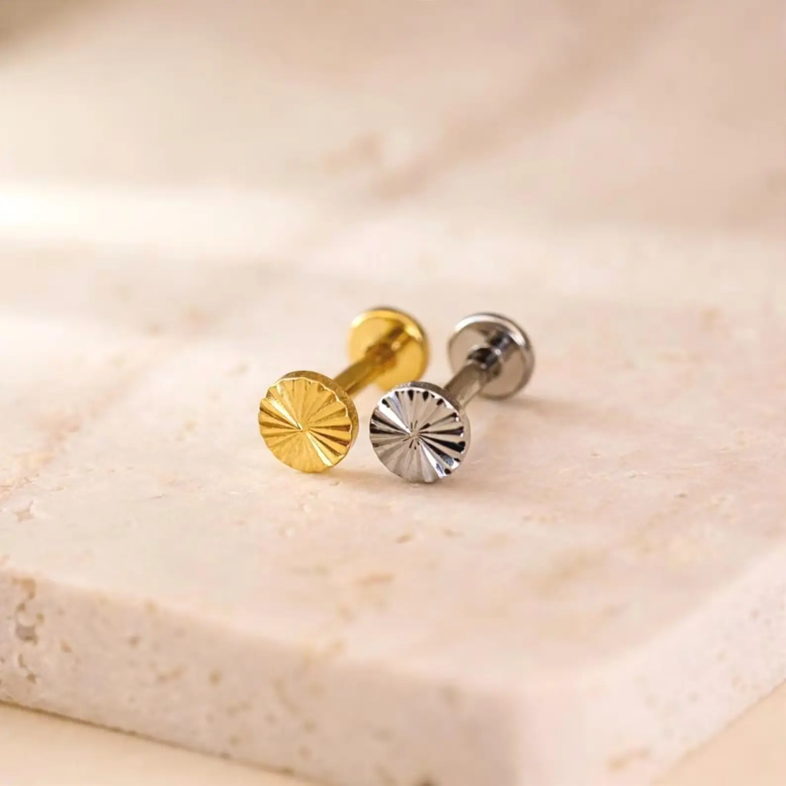 Titanium Labret Stud Earrings,  Conch/Tragus/Helix/Cartilage Studs,  Flat Back Earrings, Nose Stud,  Gift for Her