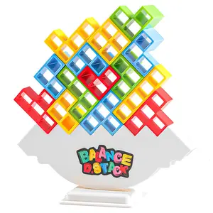 1Set Balance Tower Game: Fun Stacking Tower Challenge - Family Party Board Game with Wobbly Base, Strategy & Quick Reflexes - Party Game Night, Birthday Party, Family Game Nights - Perfect for Festive Gatherings & Travel Entertainment - Challenging Fun