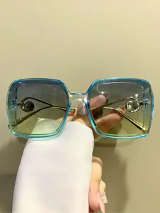 Unisex Fashionable All-match Ombre Tinted Lens Sunglasses, Stylish Glasses, Trendy Casual Sunglasses for Everyday Use, Fashion Accessories for Outdoor Activities