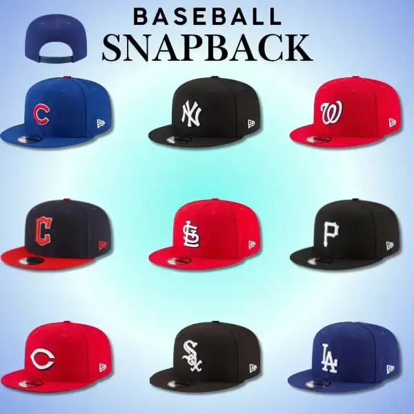 MLB New Era Flat Brim Baseball Cap LA Dodgers NY Yankees Chicago White Sox Cardinals Cleveland Guardians Chicago Cubs Premium Snapback Adjustable Fitted Hat for Men Women Urban Style