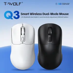 T-WOLF Q3 Wireless Dual-Mode Office Mouse, 2.4G + BT5.0 Dual Connection, Lightweight & Portable, 3-Level Sensitivity, Rechargeable Ergonomic 4-Button Design, For Home Office Remote Work & Study