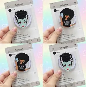 (2 Options) Hot Preview Bride Of Frankenstein MagSafe Phone Grip, Black Curly-Hair Girl Phone Holder, Cartoon Characters Kindle Grip, Gifts For Girls Boys