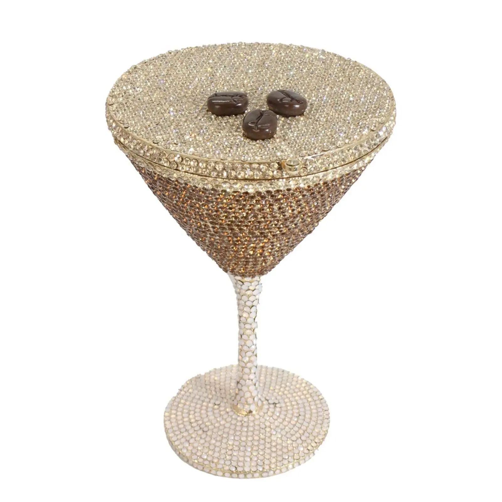 PSBIY Women's Bling Goblet Rhinestone Coffee Beans Clutch, Elegant Crystal Crossbody Clutch with Detachable Straps for Wedding, Party, Goblet Shape