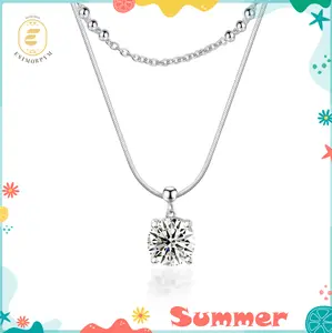 EOM Moissanite 2ct Whispers of Love Copper Pendant Necklace Wedding Engagement Anniversary Gift for Women