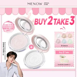 MENOW Rabbit Powder Compact, Oil-control, translucent setting powder. Provides 12H oil control and longlasting coverage, Pore-minimising, Waterproof, Sweatproof, Lightweight and non-cakey(Comes with a mirror,  buy 2 get a free compact powder)